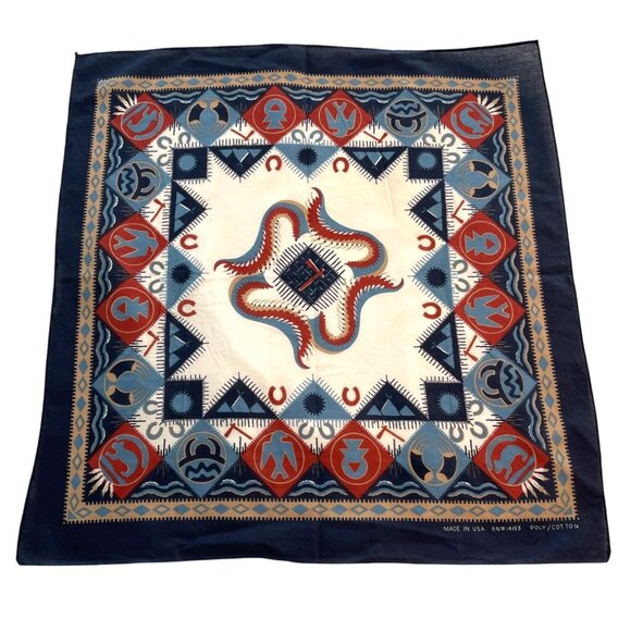 Cowboy Bandana Native American Tribal Southwestern Handkerchief Western Scarf - Picture 5 of 8